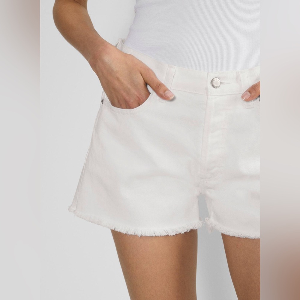 Aritzia Denim White Frayed Hem Jean Shorts